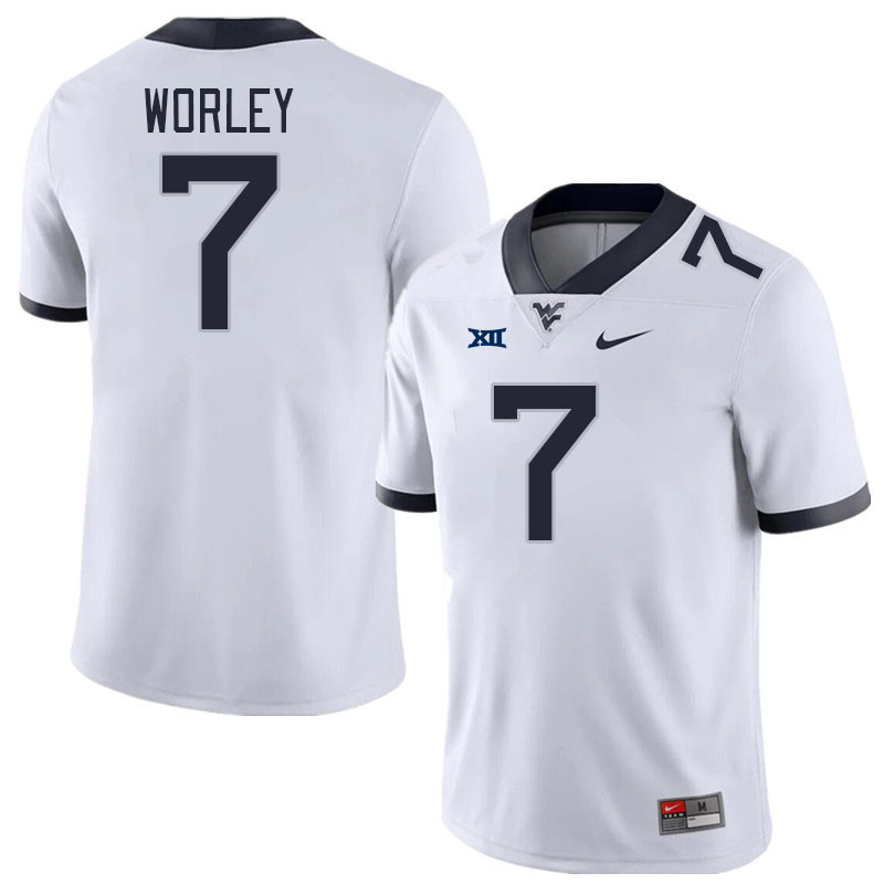 West Virginia Mountaineers #7 Darryl Worley College Football Jerseys Stitched Sale-White